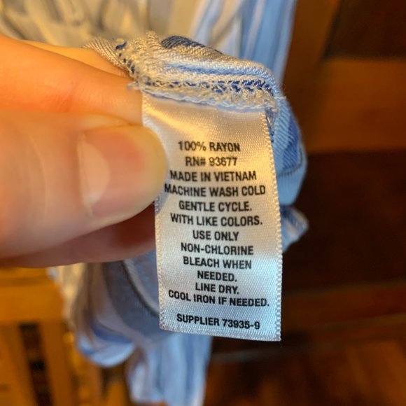 a.n.a Blue, White & Black Striped Crop Top Tie Front Blouse Size Medium - Picture 6 of 7